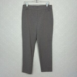 J Jill Ponte Slim Leg Pants Light Grey Heathered Stretchy Pull On Easy Everyday